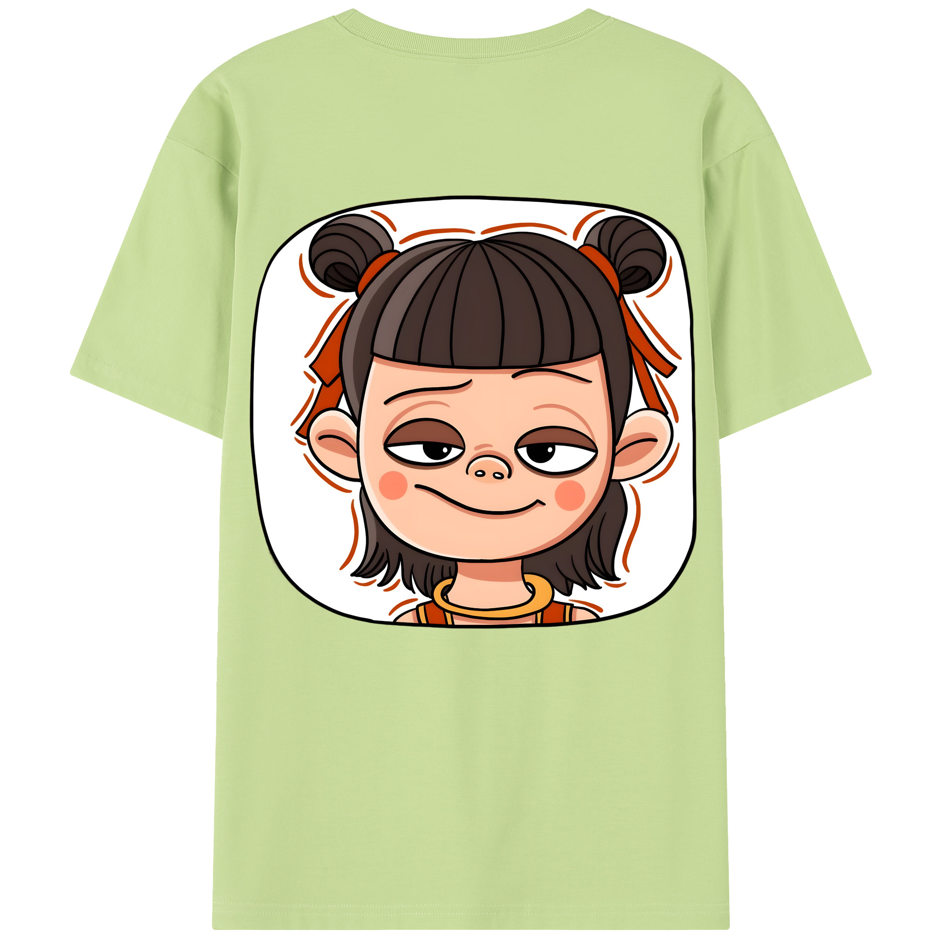 （画像用） Ne Zha 2 ナタ 魔童の大暴れ 綿100％半袖Tシャツ（背面プリント）